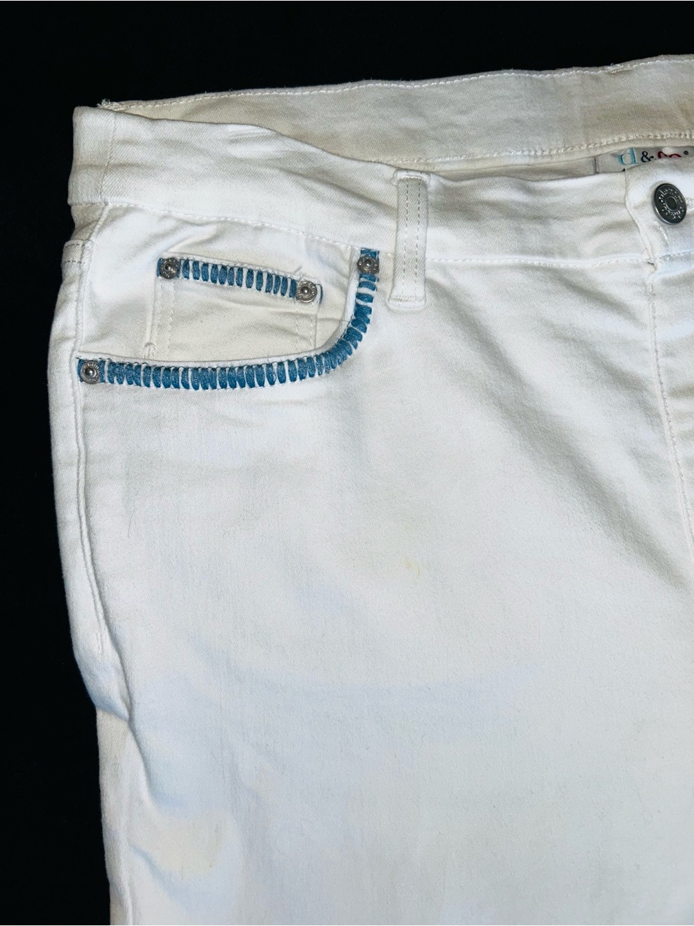 d&co White Women's Straight-Leg capri Jeans blue trim 16 - Picture 5 of 8